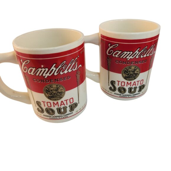 Set Of 4 Campbell’s Tomato Soup Ceramic Mugs Vintage Retro Design USA Made Cups - Picture 8 of 9